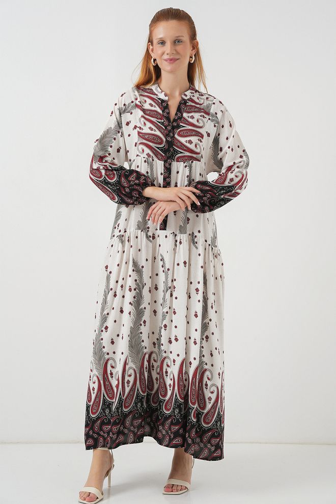 Bigdart Bijela Etnički Kaftan Haljina S Paisley Uzorkom Veleprodaja odjeće Skroman