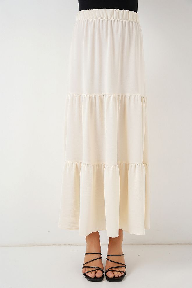 Bigdart Biela Vrstvená Maxi Sukňa S Vysokým Pásom Neformálna Boho Elegantná Veľkoobchod s oblečením Jar