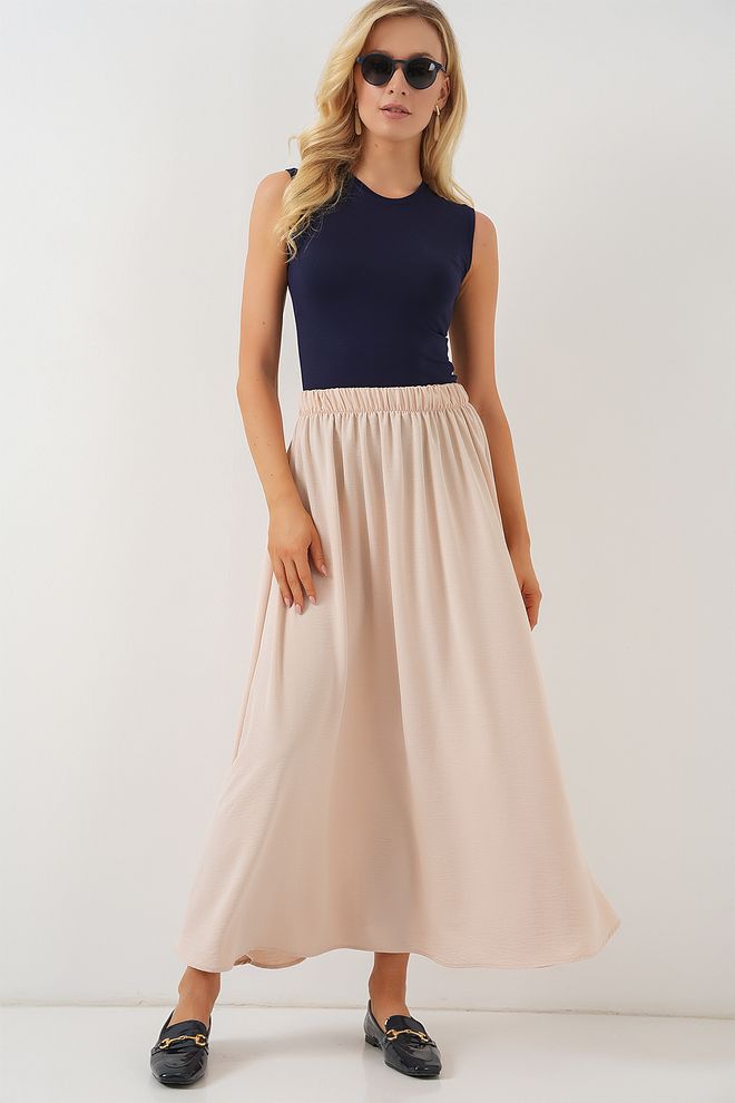 Bigdart Beige Flared Maxi Skirt With High Waist Elegant Casual Wholesale Clothing Modest