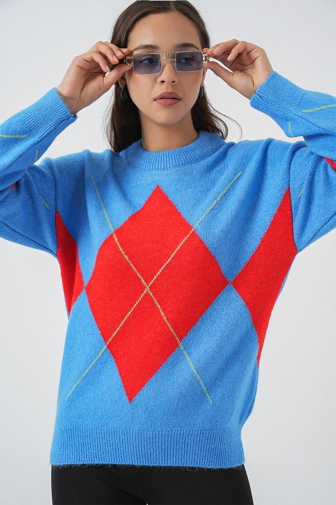 Bigdart Camisola Casual Azul Xadrez Roupas por atacado Outono