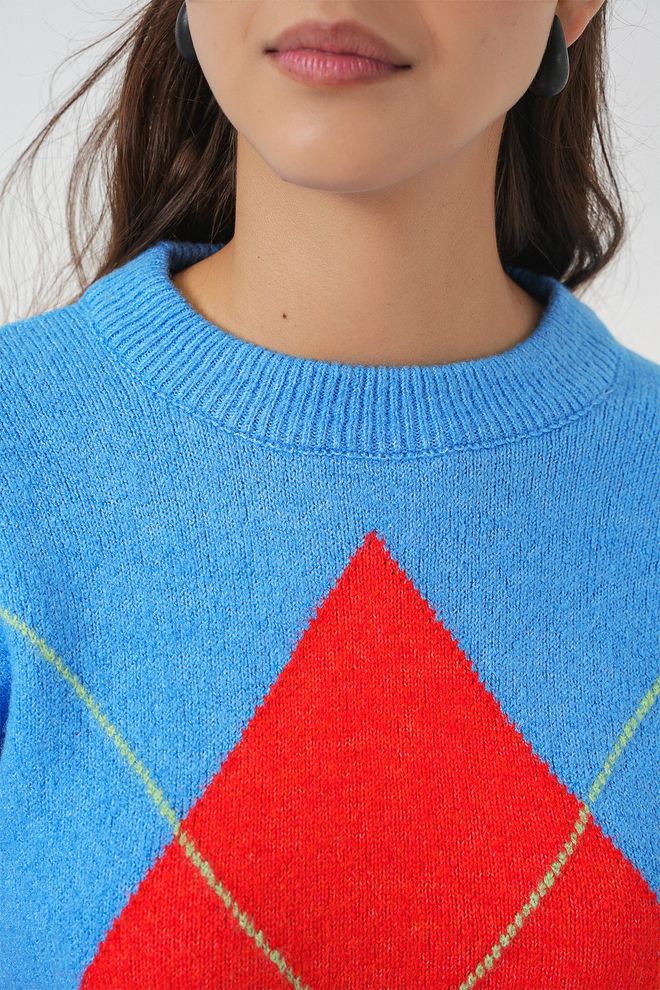 Bigdart Camisola Casual Azul Xadrez Roupas por atacado Vintage