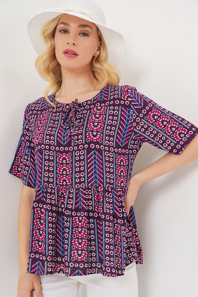 Bigdart Purple Elegant Casual Blouse With Half Sleeves Wholesale Clothing Casual
