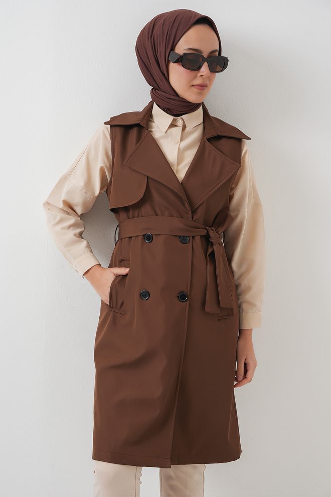 Bigdart Brown Trenchcoat Modest Elegant Formal Vintage Wholesale Clothing Modest