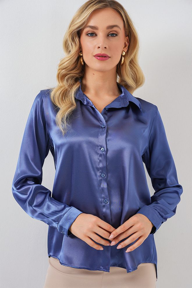 Bigdart Chemise Bleue Formelle Élégante Avec Col Polo Vêtements en gros Formel