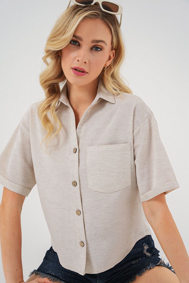 Bigdart Camicia Beige Casual Elegante Abbigliamento all'ingrosso Casuale