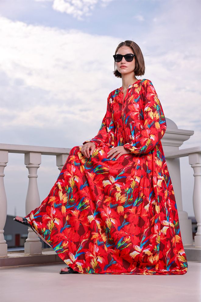 Bigdart Červené Boho Áčkové Šaty S Kvetinovým Vzorom Veľkoobchod s oblečením 1