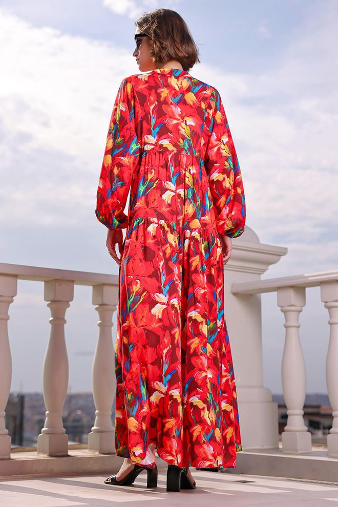 Bigdart Červené Boho Áčkové Šaty S Kvetinovým Vzorom Veľkoobchod s oblečením Neformálny