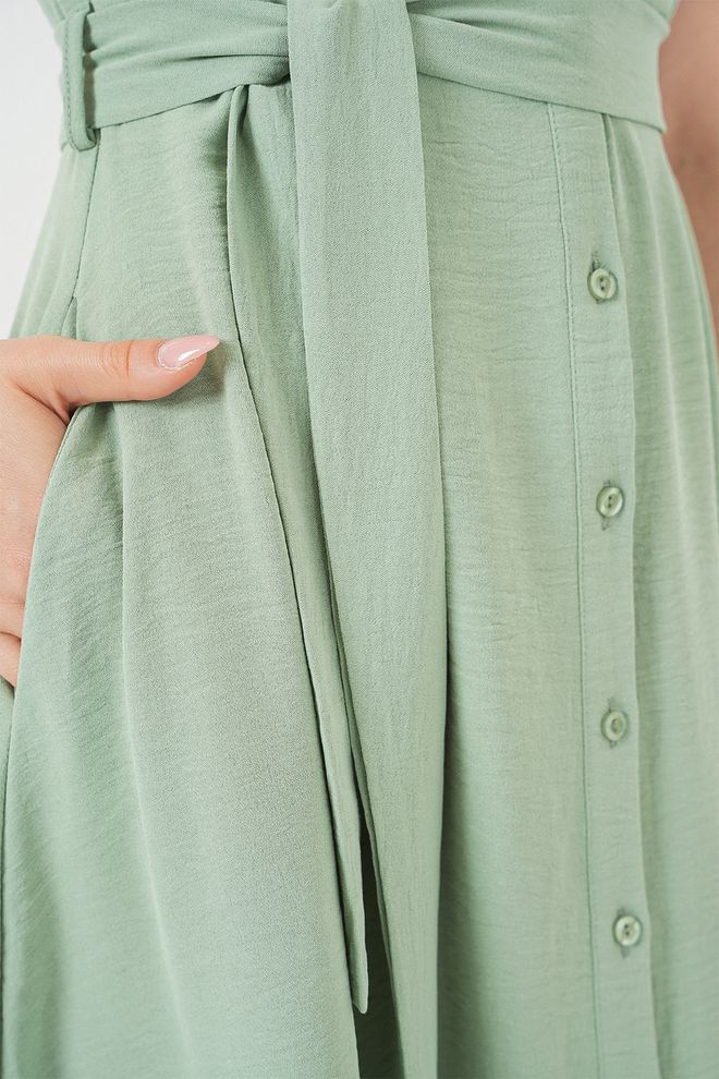 Bigdart Rochie Cămașă Midi Verde Cu Decolteu Helancă Și Mâneci Capac Îmbrăcăminte cu ridicata Casual