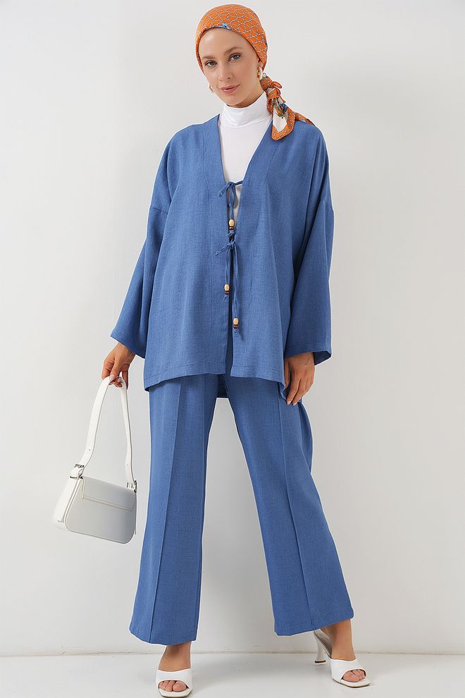 Bigdart Blue Modest Elegant Suit With Wide Leg Palazzo Pants Wholesale Clothing Modest