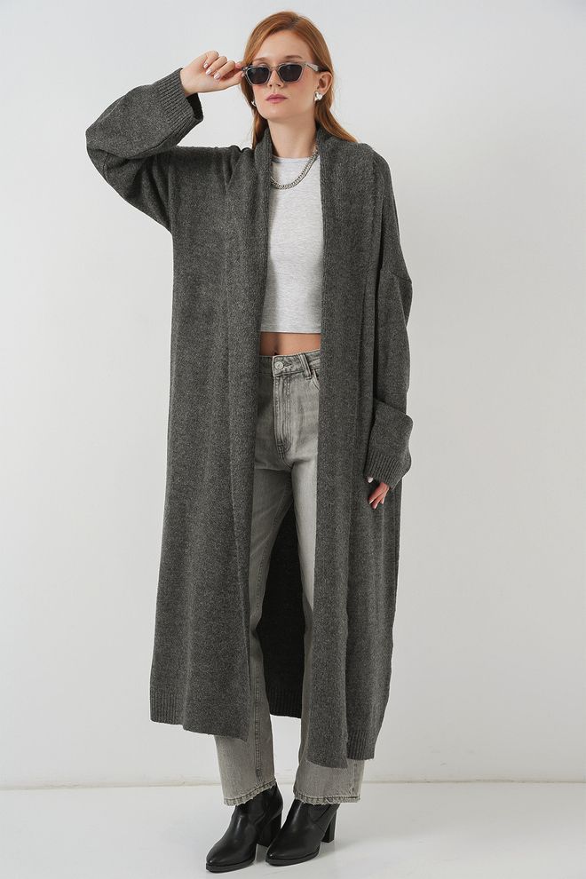Bigdart Rebeca Gris Con Ajuste Sobredimensionado Y Cuello Chal Ropa al por mayor 1
