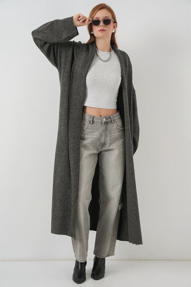 Bigdart Rebeca Gris Con Ajuste Sobredimensionado Y Cuello Chal Ropa al por mayor Casual
