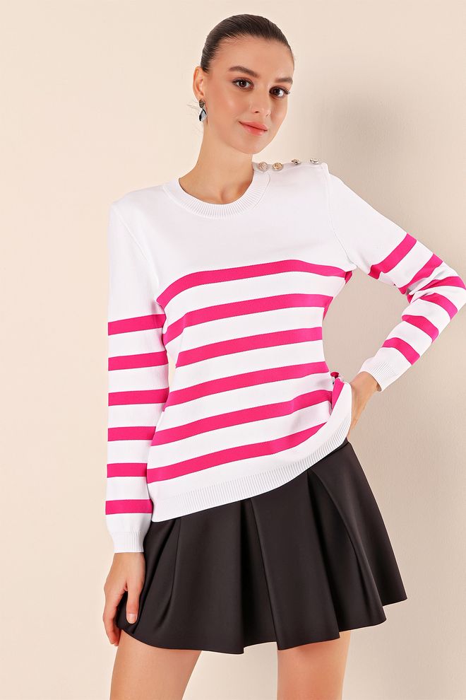 Bigdart White Sweater With Round Neck And Long Sleeves Wholesale Clothing Casual