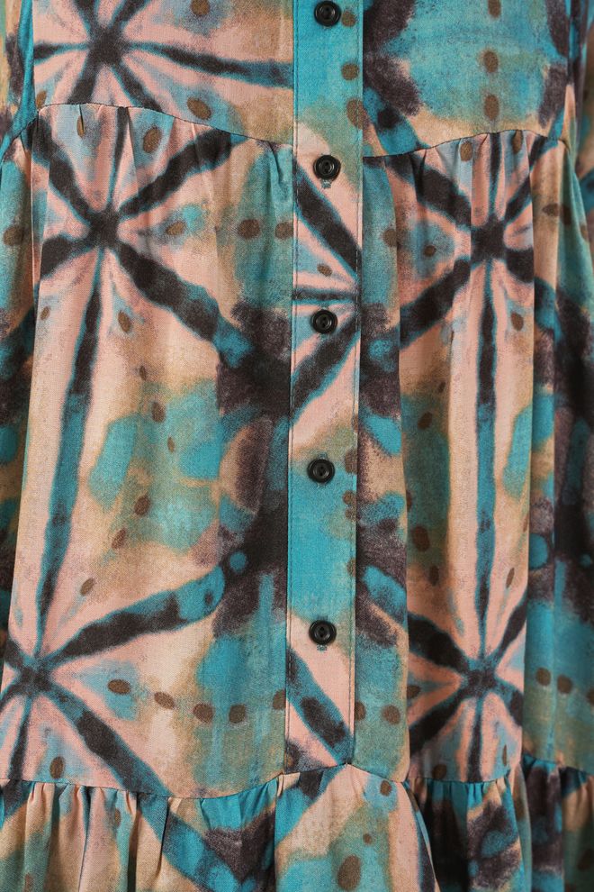 Bigdart Rochie Boho Albastră Cu Smock Și Guler Grandad Îmbrăcăminte cu ridicata Casual