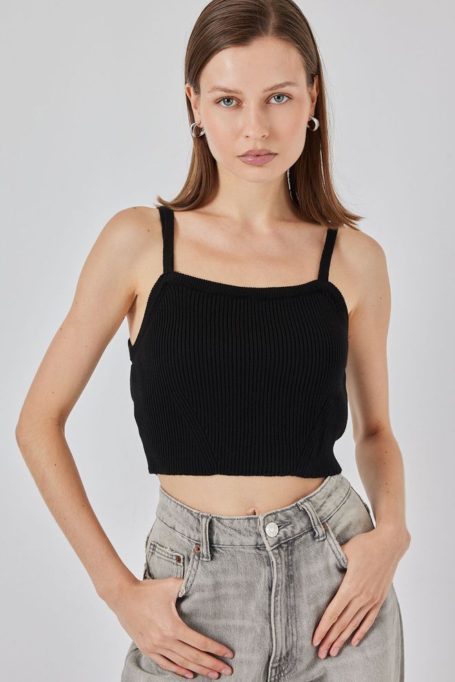 Bigdart Camicetta Nera Slim Fit Senza Maniche Corta Con Manica Ad Aletta Abbigliamento all'ingrosso Casuale