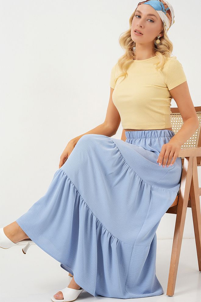 Bigdart Ayrobin Long Skirt 8048 Blue Wholesale Clothing 2