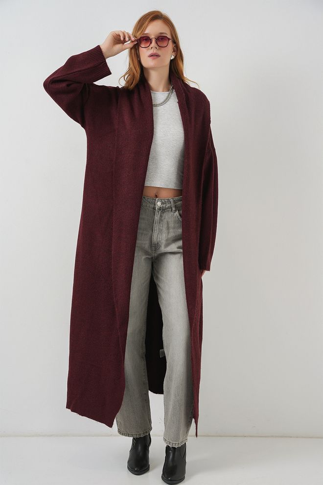 Bigdart Gilet Rouge Bordeaux Grande Taille Long Col Châle Vêtements en gros Décontracté