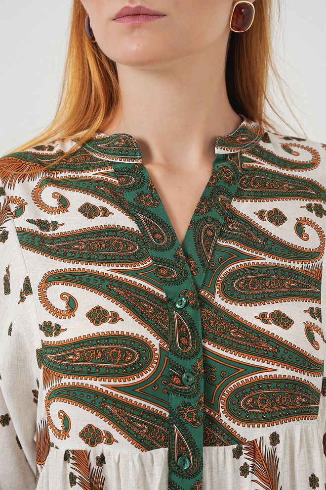 Bigdart Zielona Etniczna Sukienka Kaftan Z Wzorem Paisley Hurtowa sprzedaż odzieży Casual