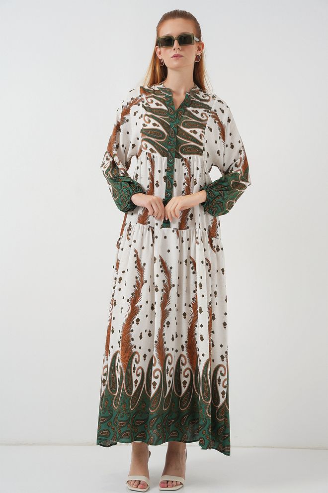 Bigdart Zielona Etniczna Sukienka Kaftan Z Wzorem Paisley Hurtowa sprzedaż odzieży Wiosna