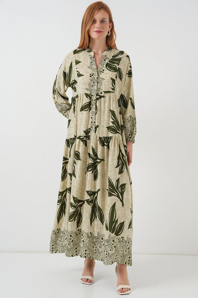 Bigdart Beige Etnische Elegante Jurk Tot Op De Vloer Groothandel Kleding Bescheiden