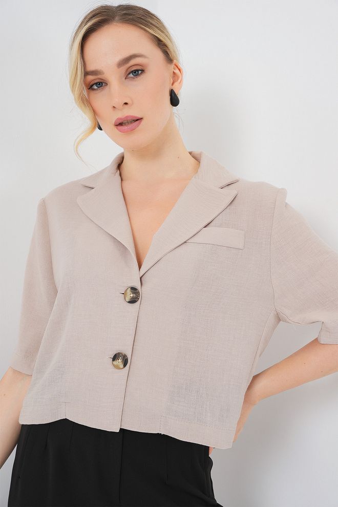 Bigdart Blouson Blazer Beige À Simple Boutonnage Vêtements en gros Décontracté