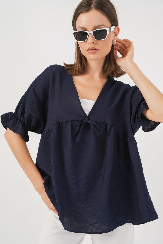 Bigdart Marineblauwe Casual Elegante Modeste Blouse Groothandel Kleding Bescheiden