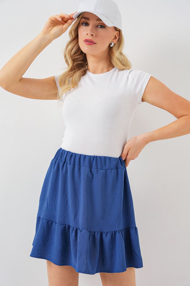 Bigdart Blau Lässiger Sport Mehrlagig Mini Rock Mit Mittlerer Taille Großhandelskleidung Lässig