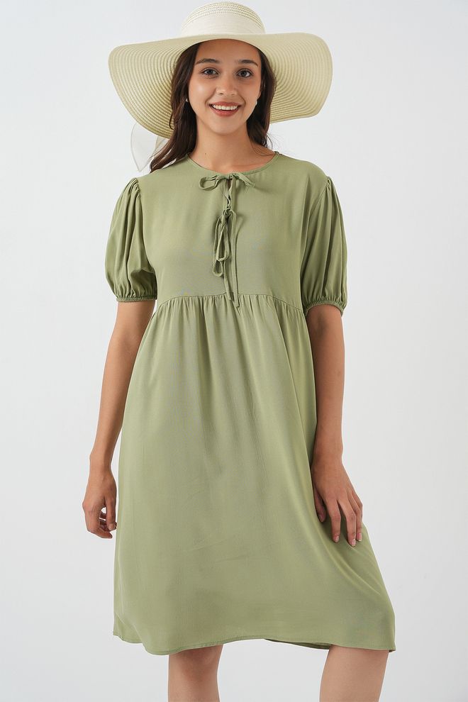 Bigdart Vestido Verde Linha A Até Ao Joelho Com Mangas Raglan Roupas por atacado Modesto