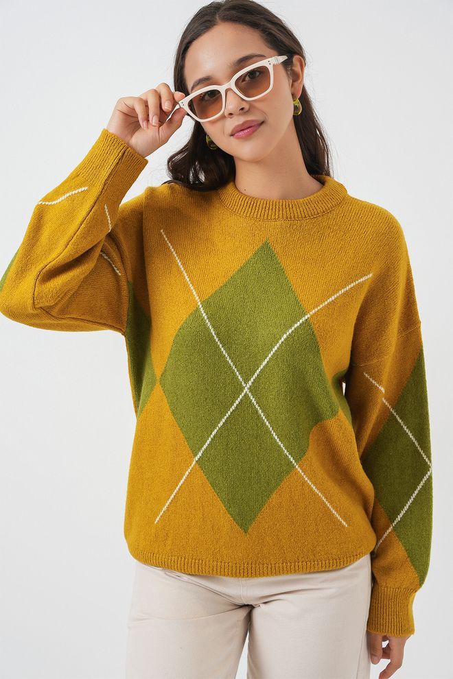 Bigdart Camisola Xadrez Amarela De Tamanho Grande Roupas por atacado Primavera