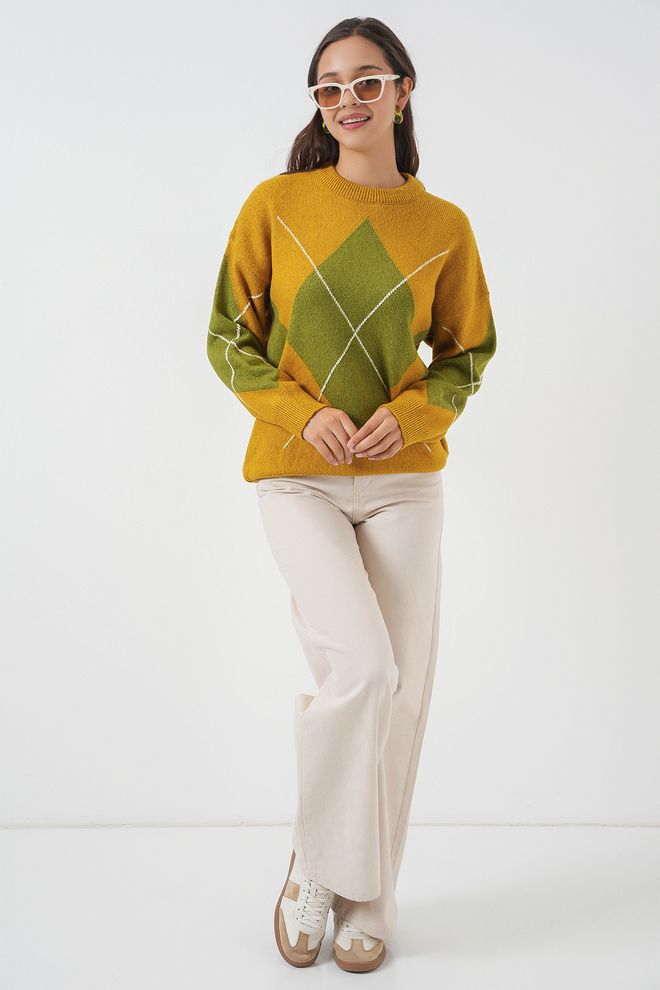 Bigdart Camisola Xadrez Amarela De Tamanho Grande Roupas por atacado 1