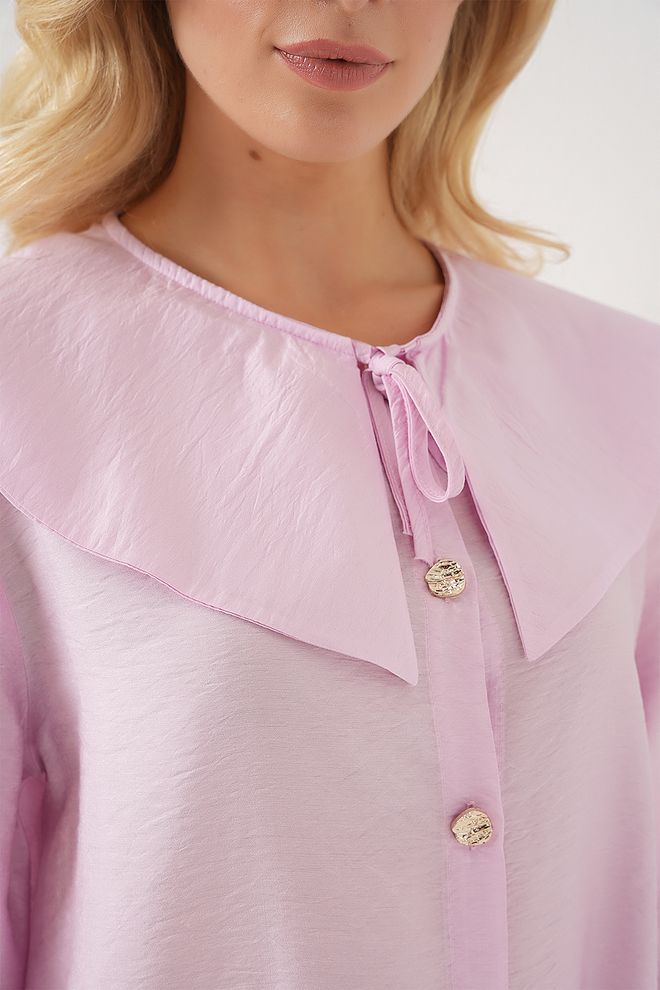 Bigdart Pink Buttoned Puff Sleeve Tunic Wholesale Clothing Casual