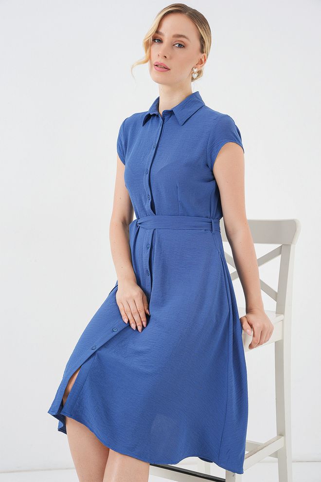 Bigdart Vestido Camisa Azul Elegante Com Mangas Japonesas Roupas por atacado Casual