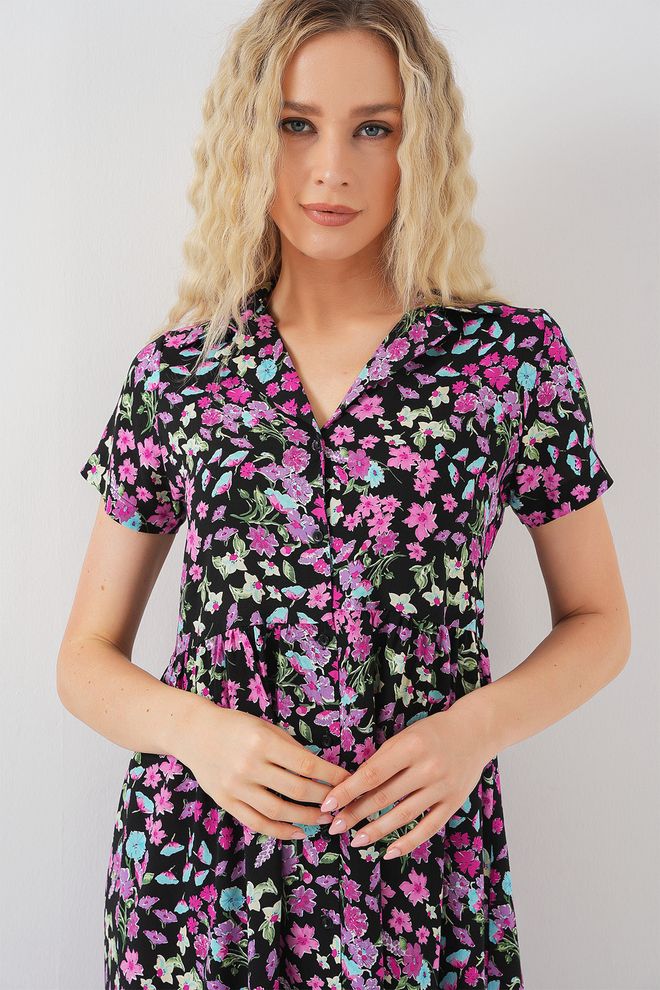 Bigdart Zwarte Fit And Flare Jurk Met V hals En Midi lengte Groothandel Kleding Formeel