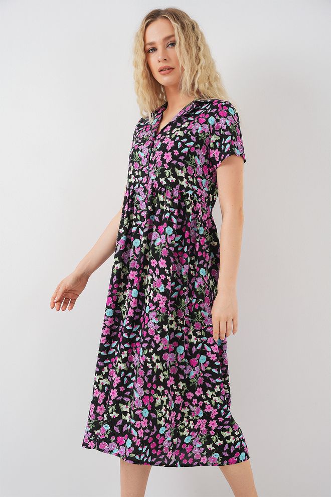 Bigdart Zwarte Fit And Flare Jurk Met V hals En Midi lengte Groothandel Kleding Lente