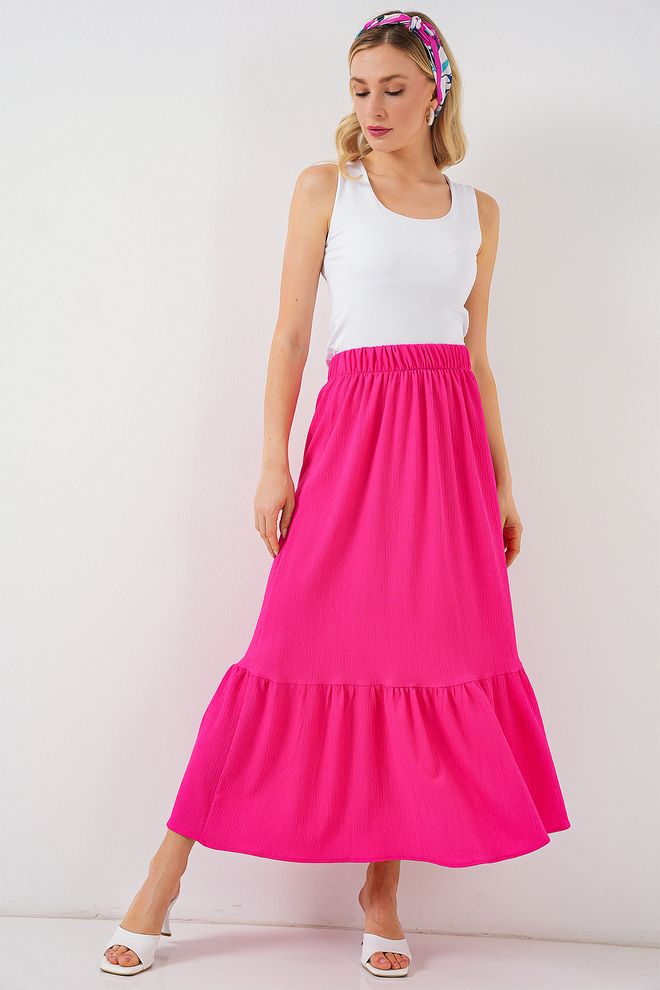 Bigdart Fuchsia Gelaagde Maxi Rok Hoge Taille Casual Boho Groothandel Kleding Casual
