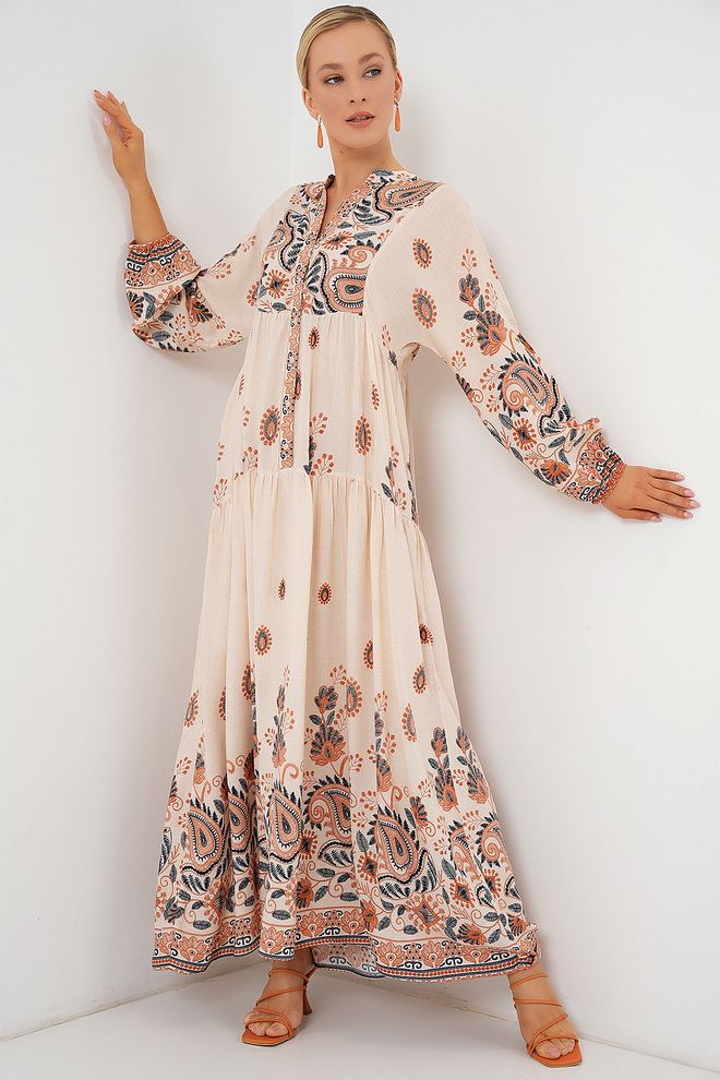 Bigdart Burkini jurk Met Authentiek Patroon Orange 1 Groothandel Kleding Lounge