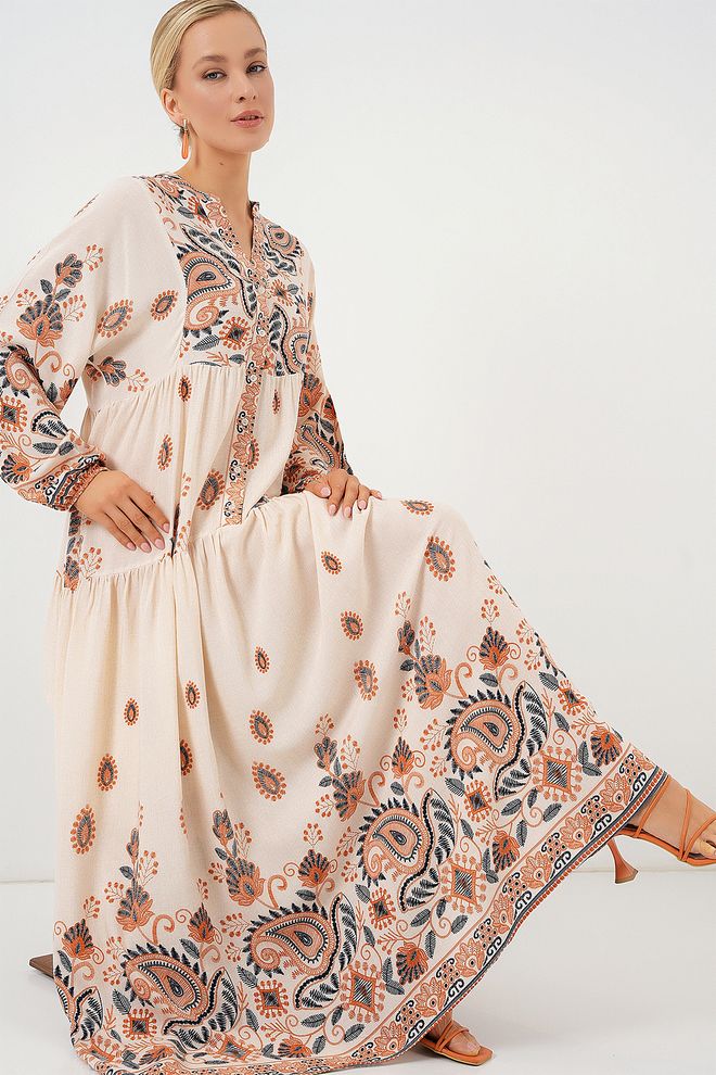 Bigdart Burkini jurk Met Authentiek Patroon Orange 1 Groothandel Kleding 1