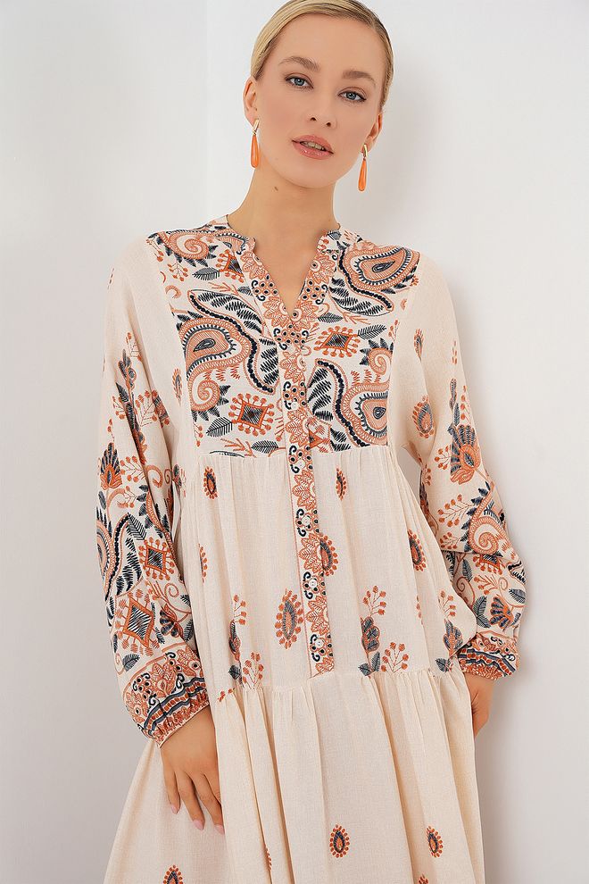 Bigdart Burkini jurk Met Authentiek Patroon Orange 1 Groothandel Kleding Lente