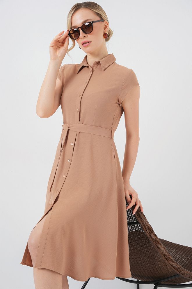 Bigdart Vestido Camisa Bege Elegante Casual Com Mangas Japonesas Roupas por atacado Modesto