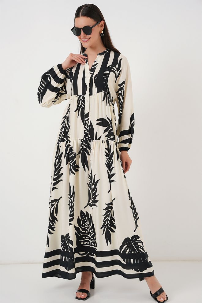 Bigdart Μαύρο Boho Φόρεμα Smock Με Grandad Λαιμόκοψη Χονδρικό εμπόριο ενδυμάτων Απλό