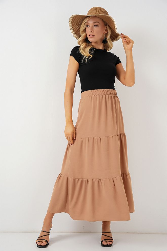 Bigdart Beige Layered Maxi Skirt High Waist Casual Elegant Wholesale Clothing Modest