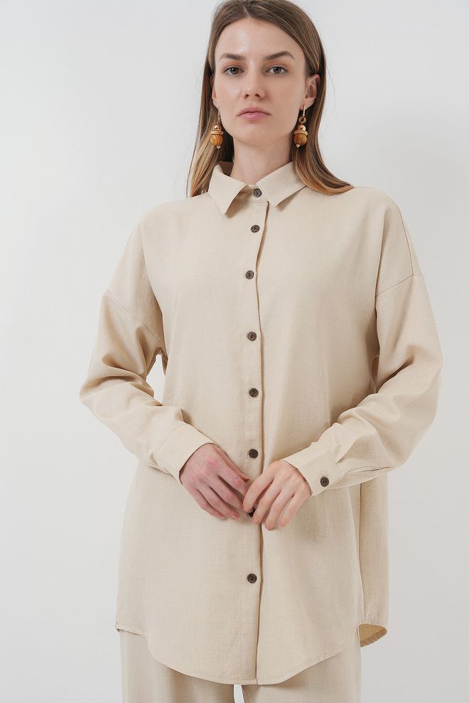 Bigdart Beige Casual Elegant Polo Neck Suit Wholesale Clothing 1