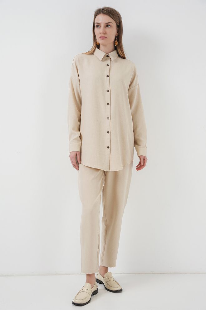 Bigdart Beige Casual Elegant Polo Neck Suit Wholesale Clothing Lounge