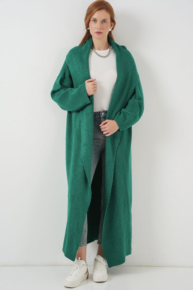 Bigdart Gilet Vert Grande Taille Col Châle Long Vêtements en gros Modeste