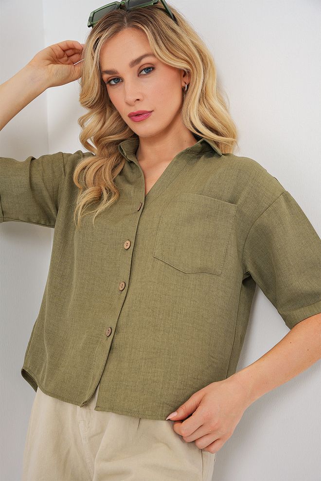 Bigdart Chemise Verte Décontractée Streetwear Avec Col Polo Vêtements en gros Décontracté