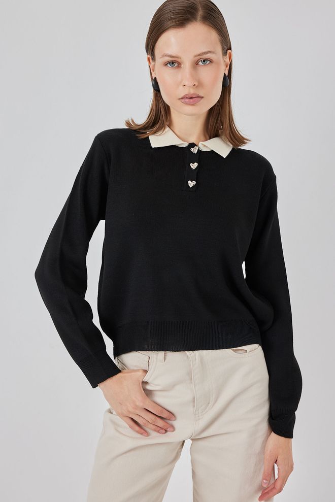 Bigdart Μαύρο Casual Preppy Κομψό Πουλόβερ Χονδρικό εμπόριο ενδυμάτων Casual
