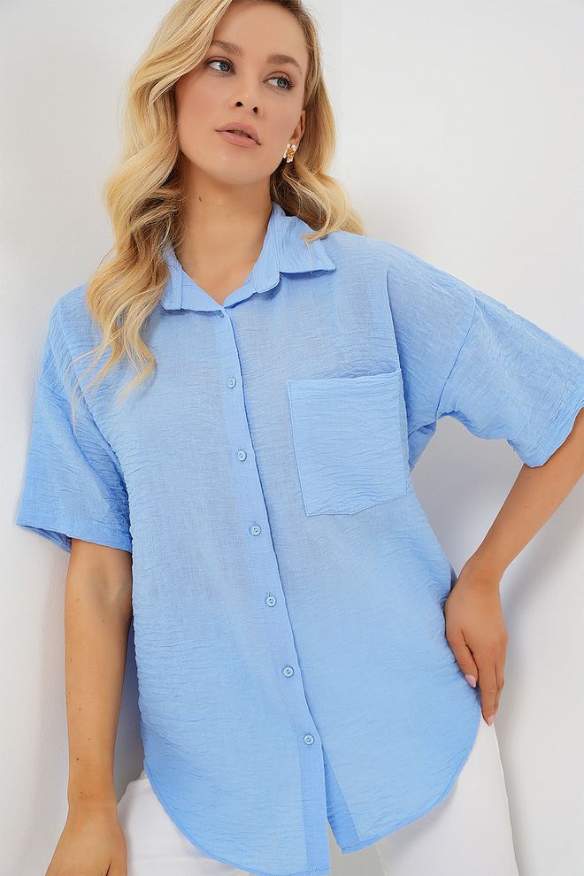 Bigdart Chemise Bleue Décontractée Taille Grande Boutonnée Vêtements en gros Décontracté