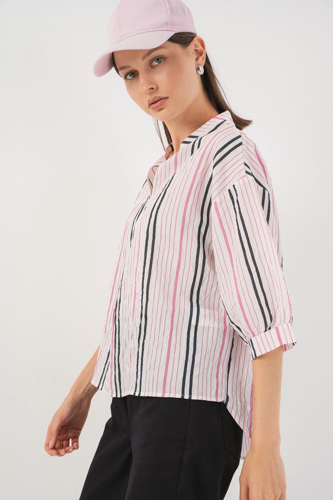 Bigdart White Striped Casual Oversized Blouse Wholesale Clothing Lounge