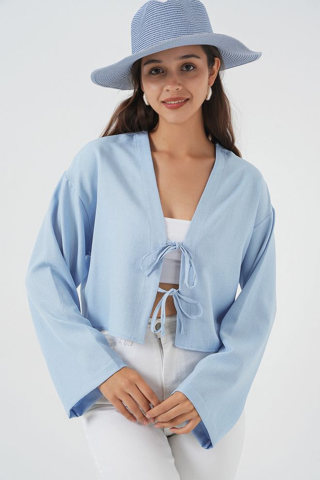 Bigdart Μπλε Casual Boho Κιμονό Με Δέσιμο Χονδρικό εμπόριο ενδυμάτων Casual