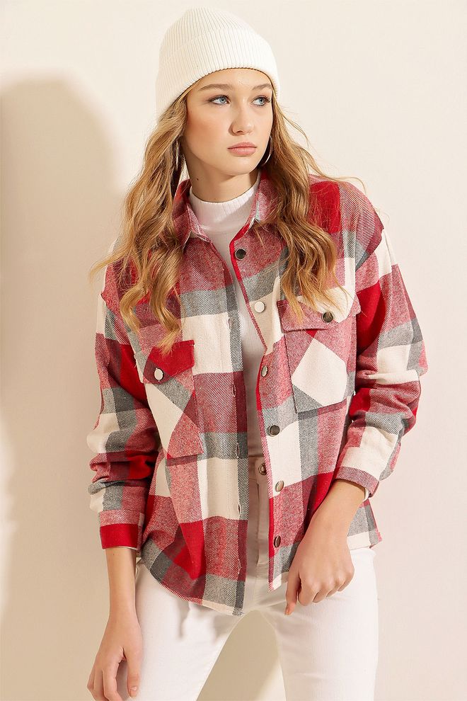 Bigdart قميص كاجوال كاروهات أحمر ملابس بالجملة ملابس الشارع