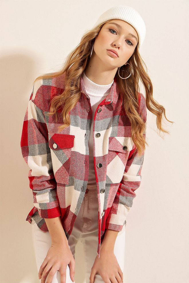 Bigdart قميص كاجوال كاروهات أحمر ملابس بالجملة ربيع